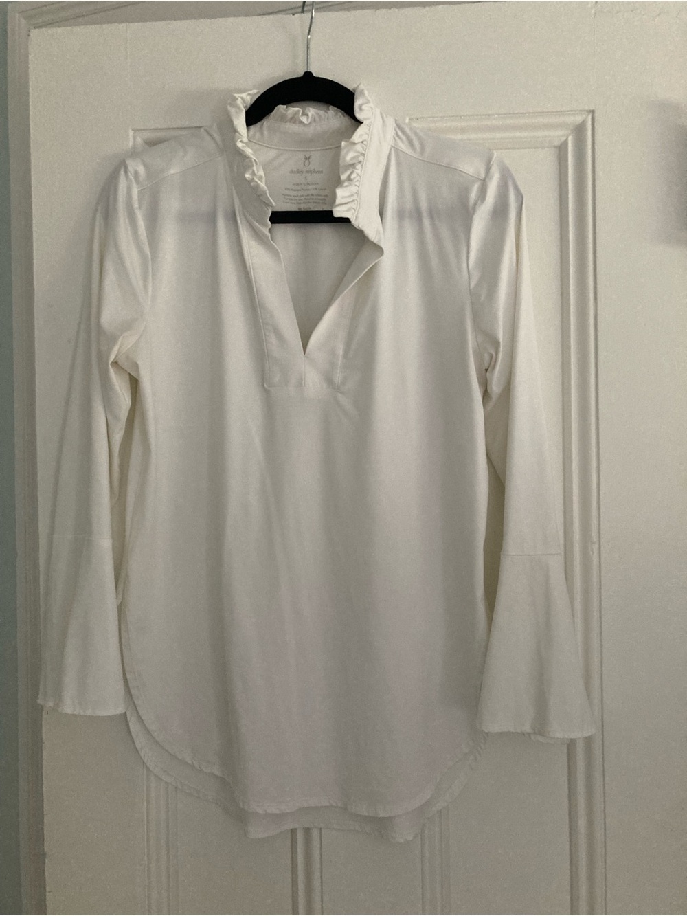 Dudley Stephens Ruffle-Neck Tunic, White, Small